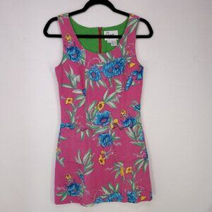 Vintage 90s Lilly Pulitzer Sheath Dress Women 4 Pink Floral Waffle Knit